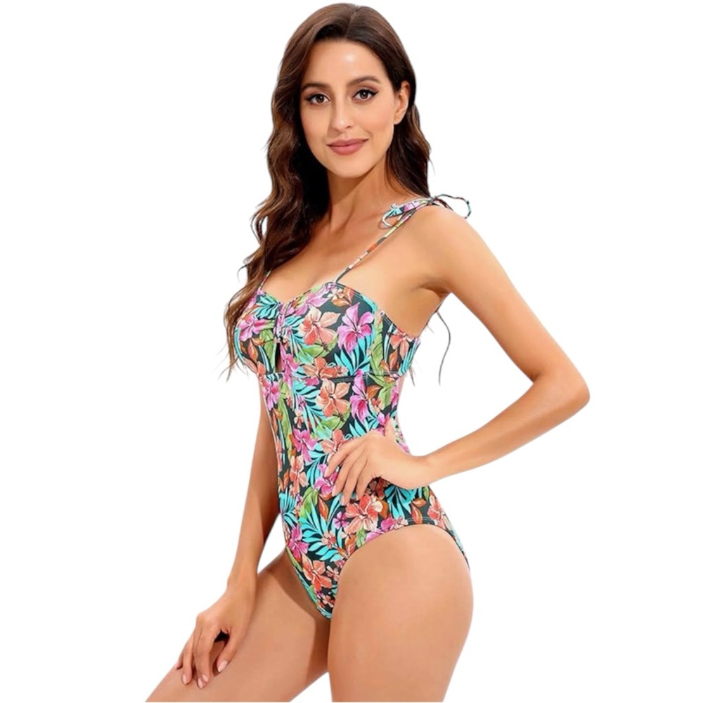 Lucky Brand Women's Large Tropical Vibrant One Piece Swimsuit